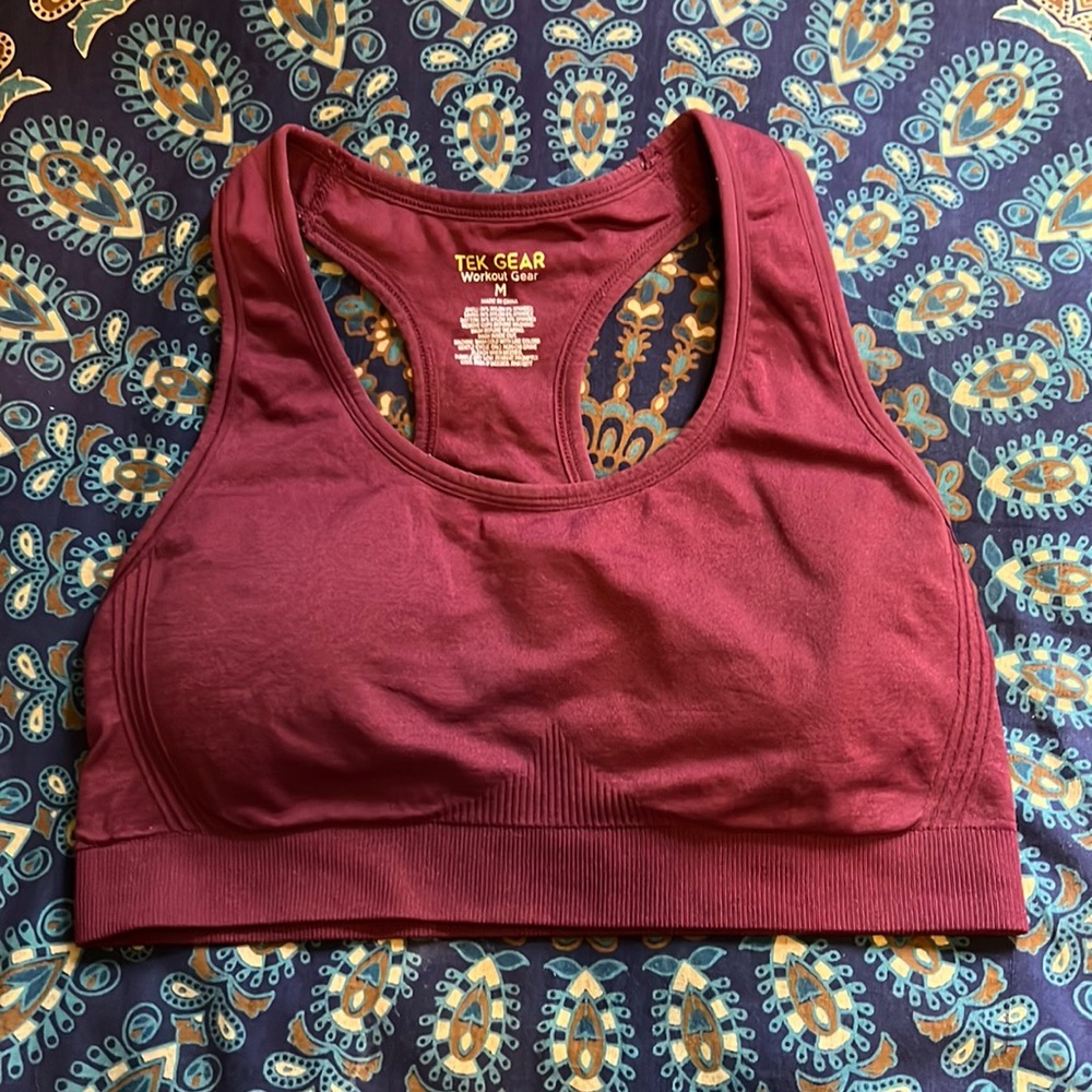 Burgundy sports bra